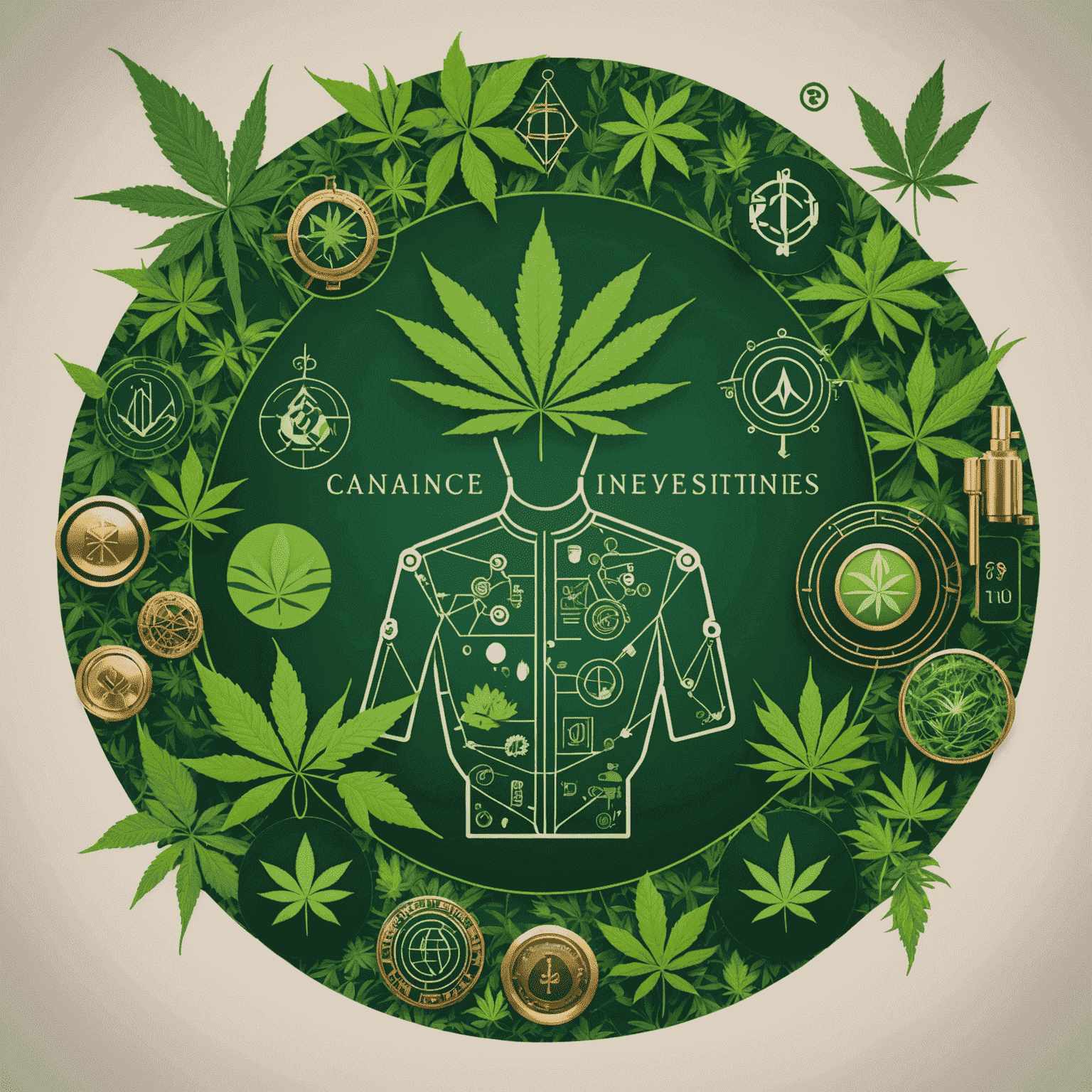 Collage showing symbols of fintech, cannabis, and AI industries, representing emerging sectors facing compliance challenges