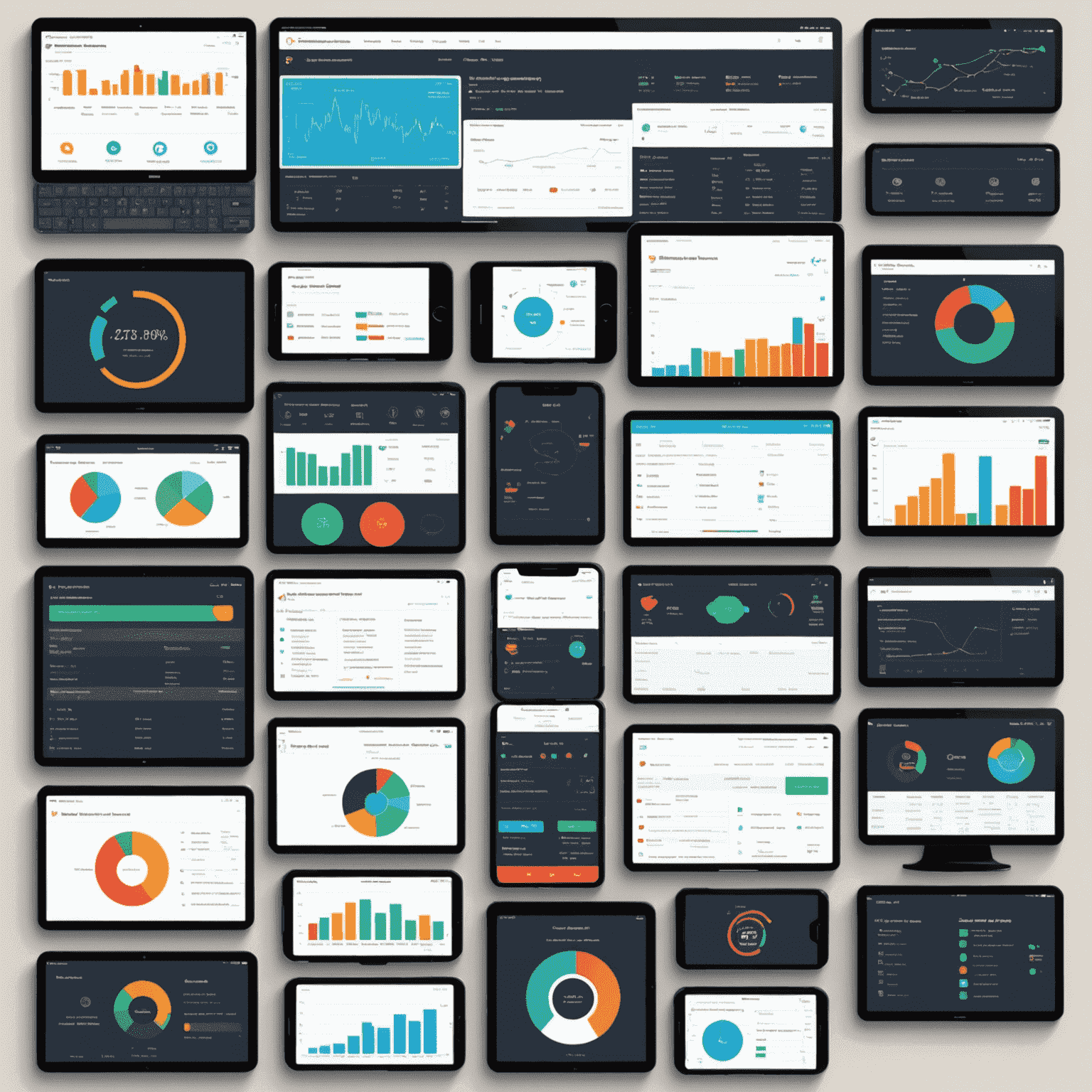 A collage of various compliance management software interfaces, showing dashboards, reporting tools, and mobile apps